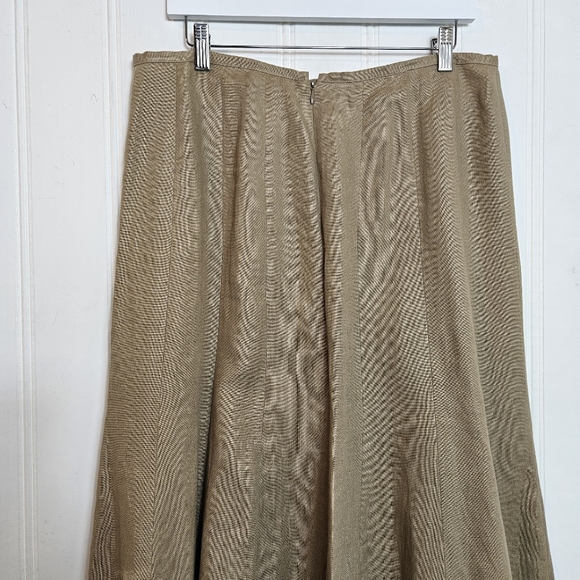 Talbots Linen Skirt Womens Size 14 Tan Full A-Lline - Picture 6 of 11